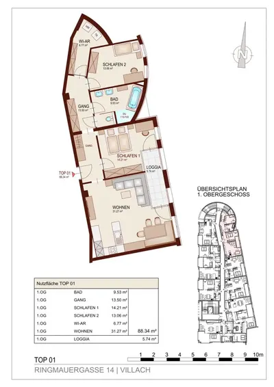 Neubau Villach, 3 Zimmer, 89 m² — Bild 3