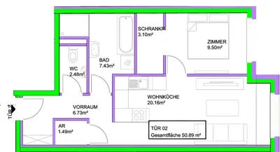 Neubau Wien, 21. Bezirk, Floridsdorf, 3 Zimmer, 59 m² — Bild 3