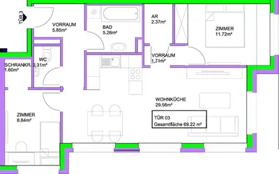 Neubau Wien, 21. Bezirk, Floridsdorf, 3 Zimmer, 59 m² — Bild 4