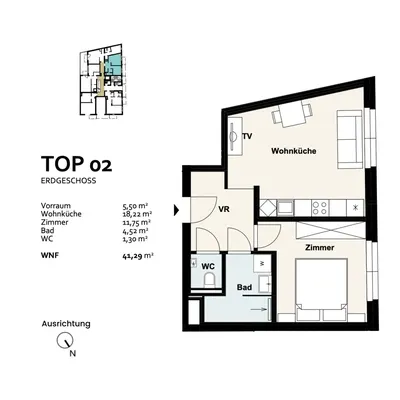 Neubau Wien, 21. Bezirk, Floridsdorf, 2 Zimmer, 44 m² — Bild 5
