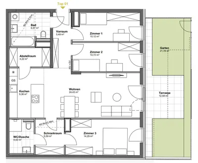 Neubau Wien, 10. Bezirk, Favoriten, 4 Zimmer, 98 m² — Bild 5