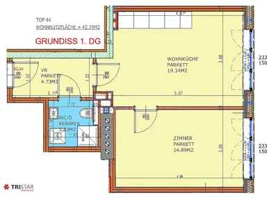 Neubau Wien, 07. Bezirk, Neubau, 2 Zimmer, 51 m² — Bild 4